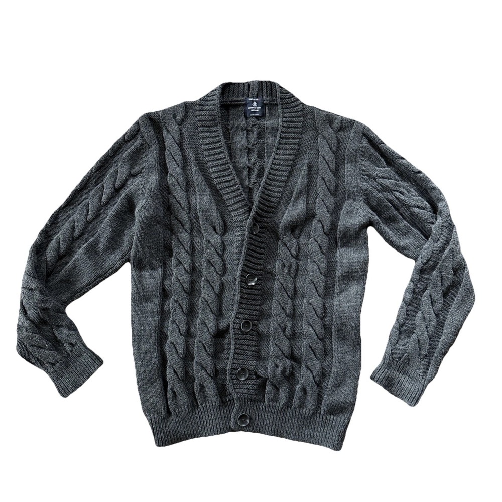 Domenico Vacca Untuckit Men's M Cable Knit Cardigan Gray Made in Italy